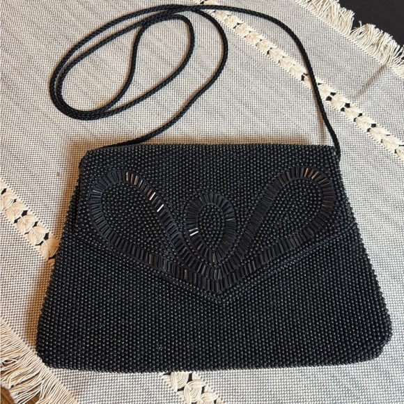 Vintage Black Beaded Evening Bag - Picture 4 of 8